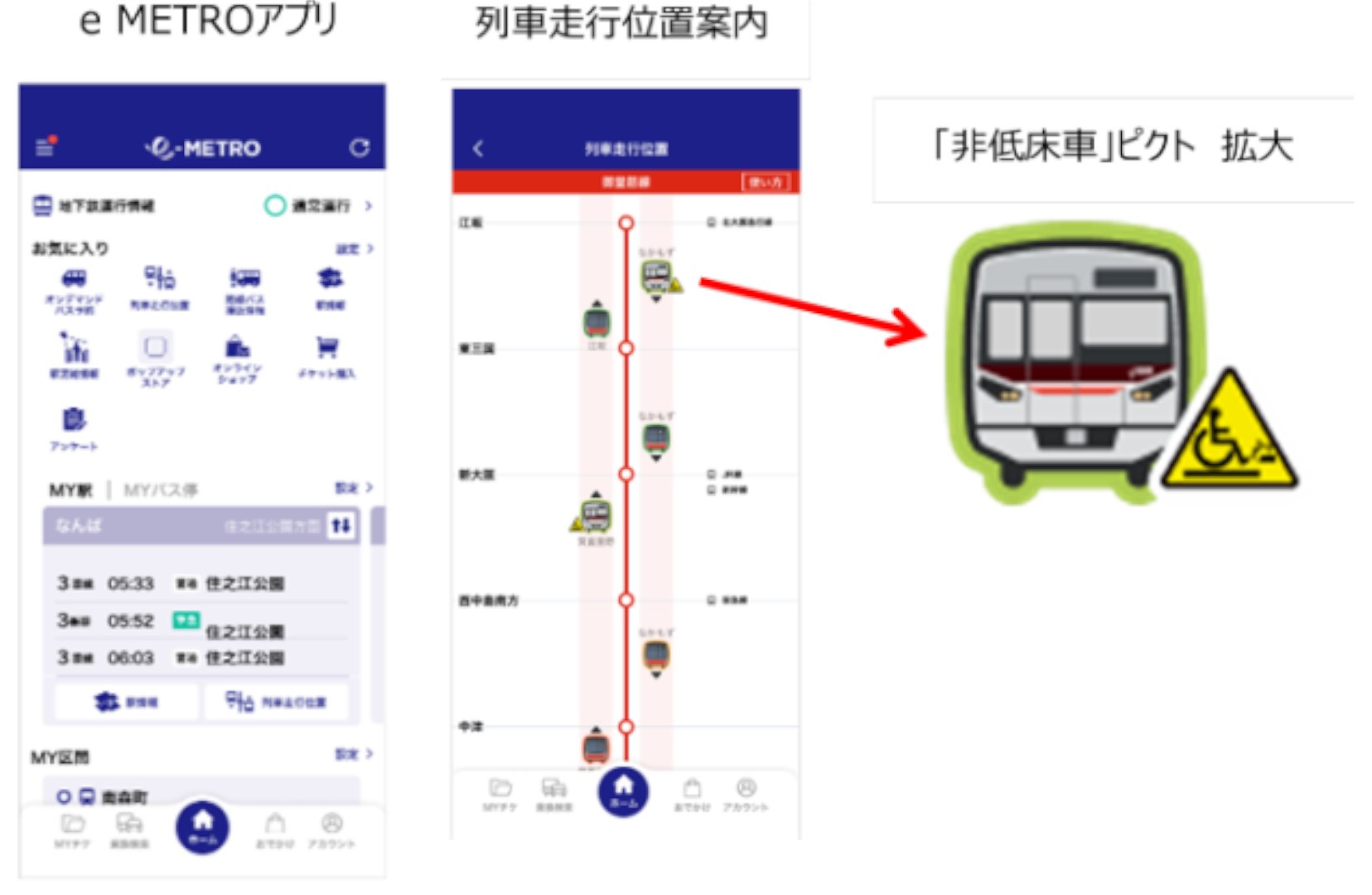 e METROアプリでの表示