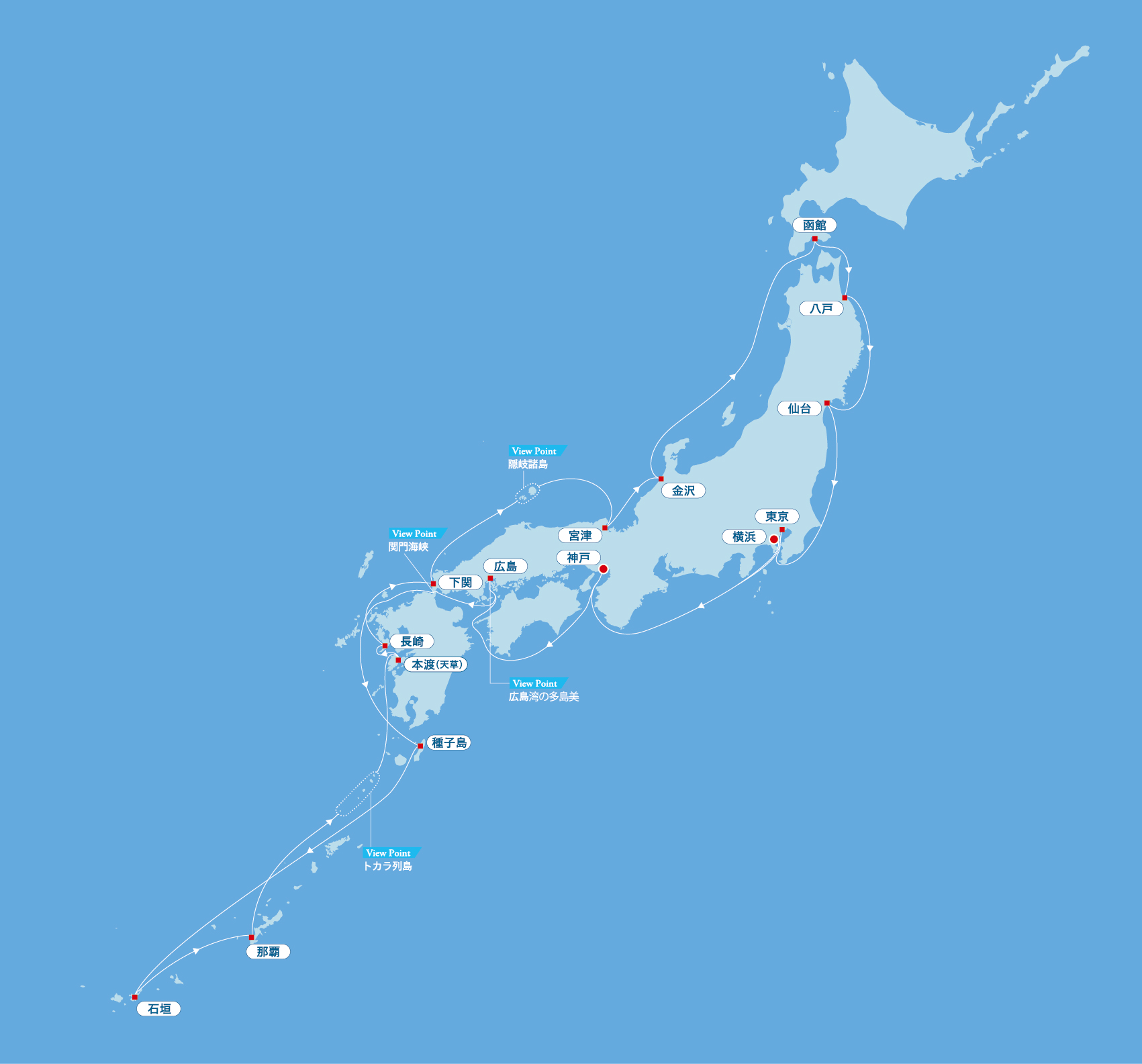 飛鳥III 2026年 日本一周 ディスカバリークルーズ 航路図