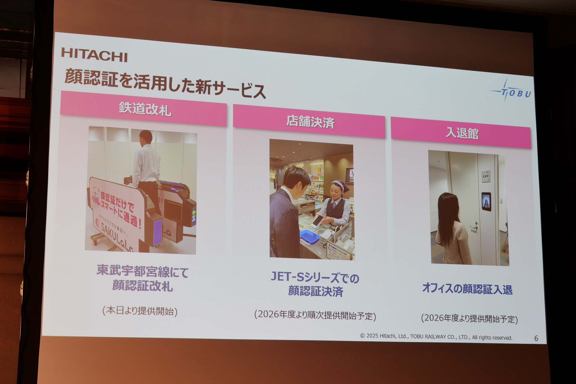 顔認証を活用する新サービスとして、顔認証自動改札、店舗決済、施設への入退館の提供を開始