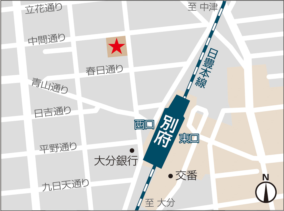 「kokonoyu 別府」周辺図