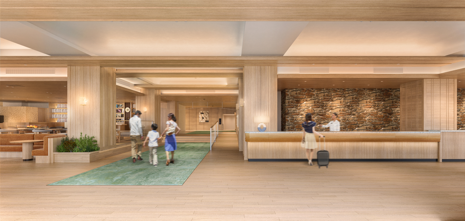 既存ホテルのロビーとザ・ロビーラウンジは白と木を基調とした明るく温かみのあるデザインに改装