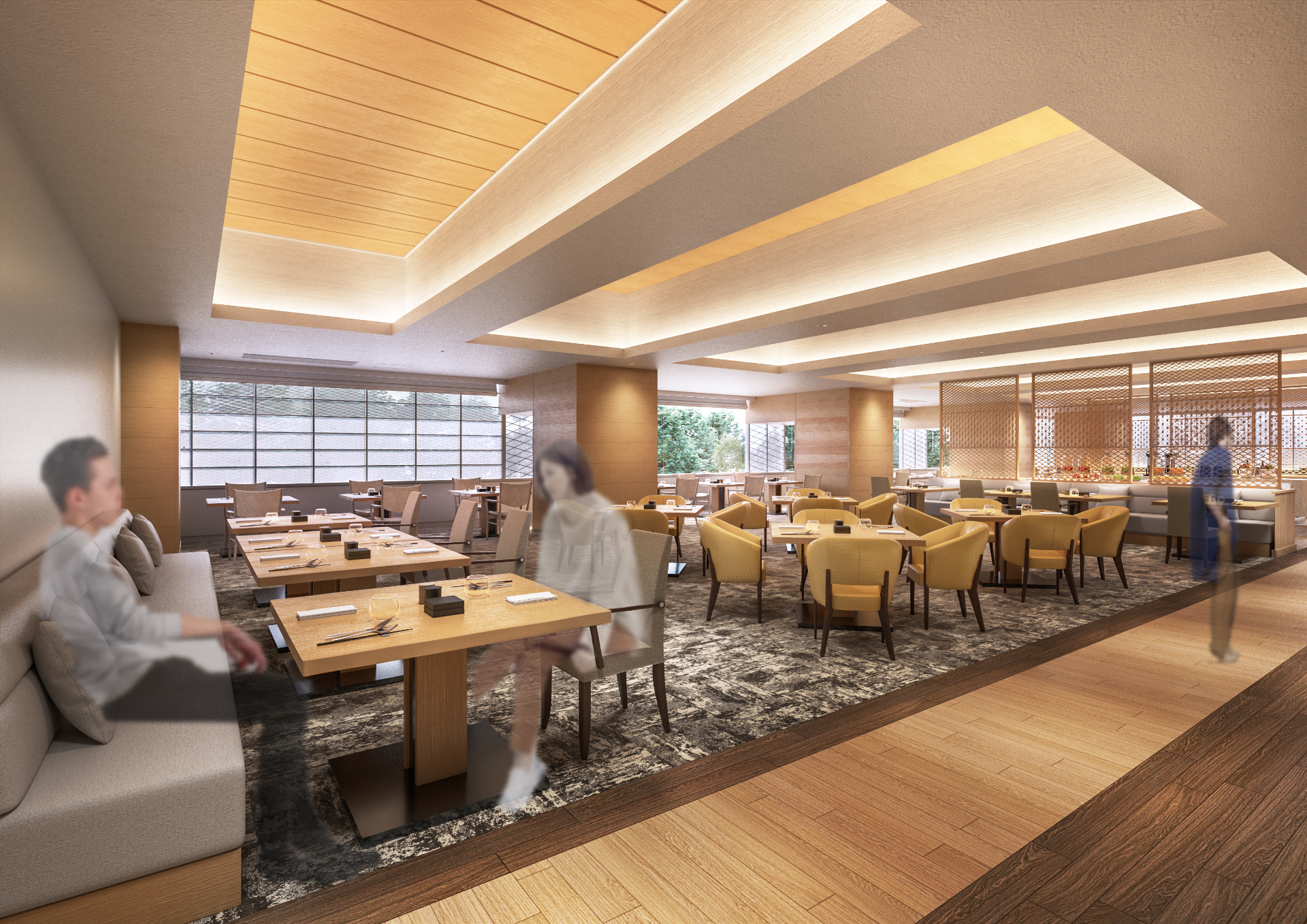 「レストラン里海」はスペースを拡充し、三重県産の食材を中心とした和食コース、洋食アラカルト、子供向けメニューなどを用意