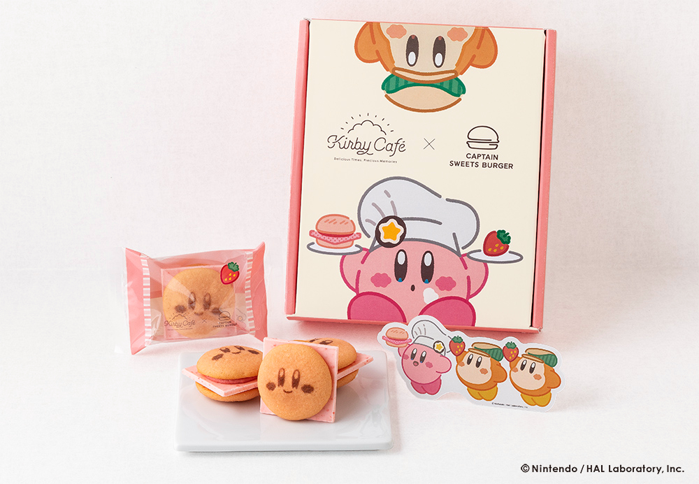 まるでカービィみたいな見た目もかわいいいちごのスイーツバーガー。3種類のオリジナルステッカーのうち1枚がランダムで入っている