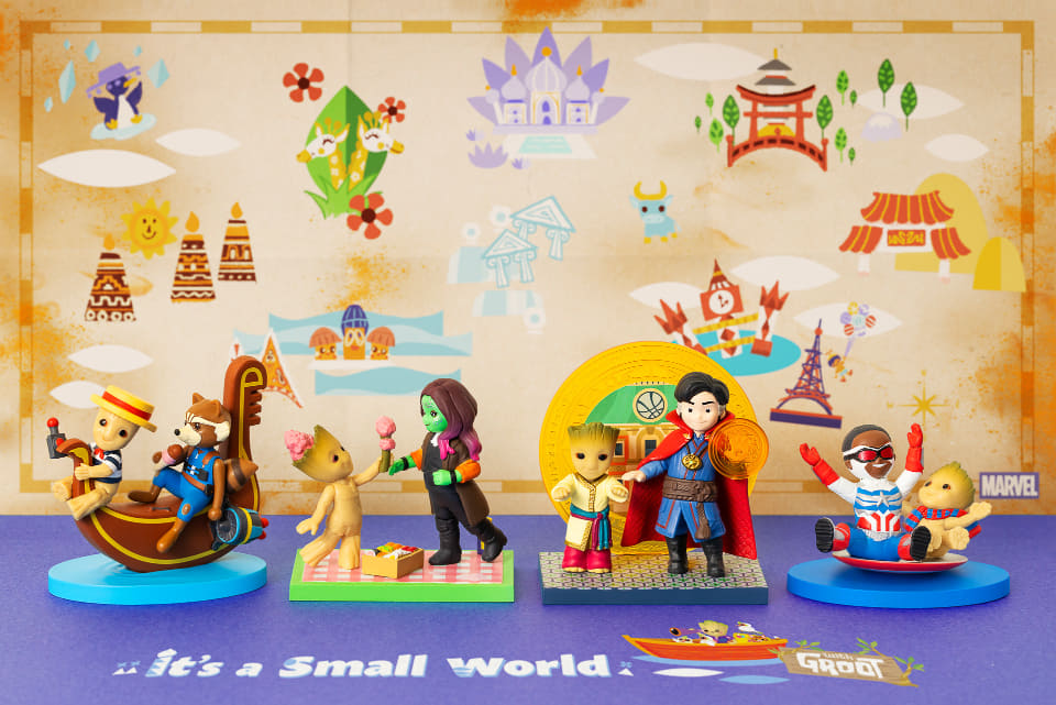 ディズニー　テーマパーク イッツ・ア・スモールワールド プレイセット フィギュア ヒーローたちの冬休み!? 「イッツ・ア・スモールワールドwithグルート