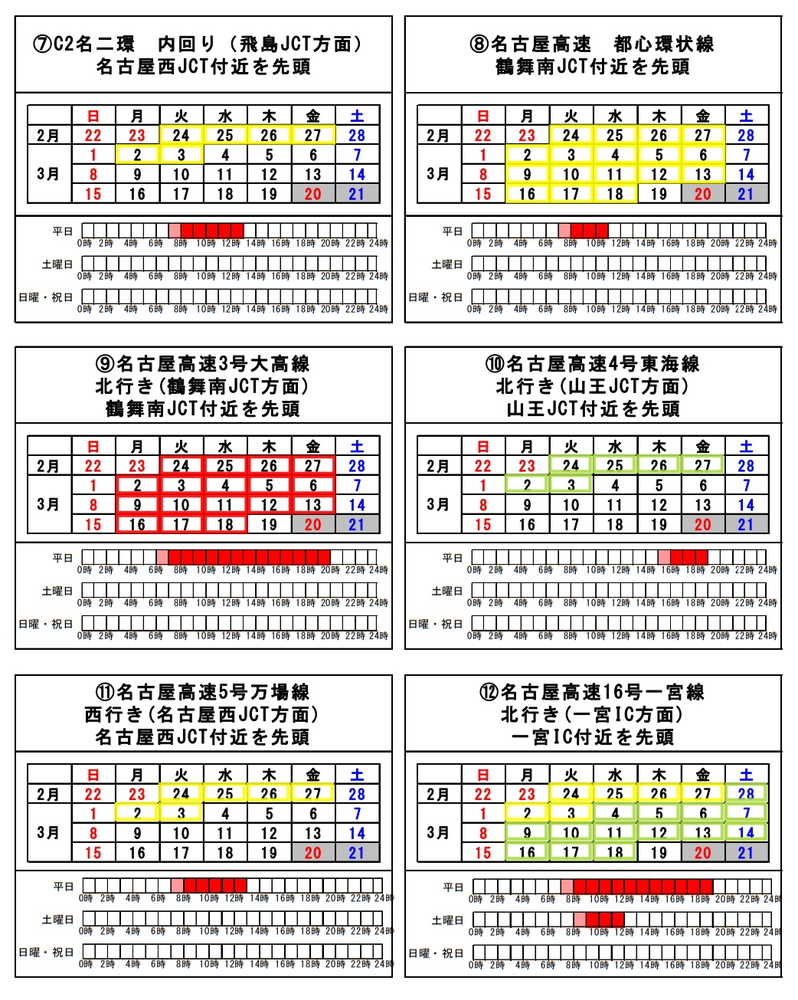 渋滞予測カレンダー