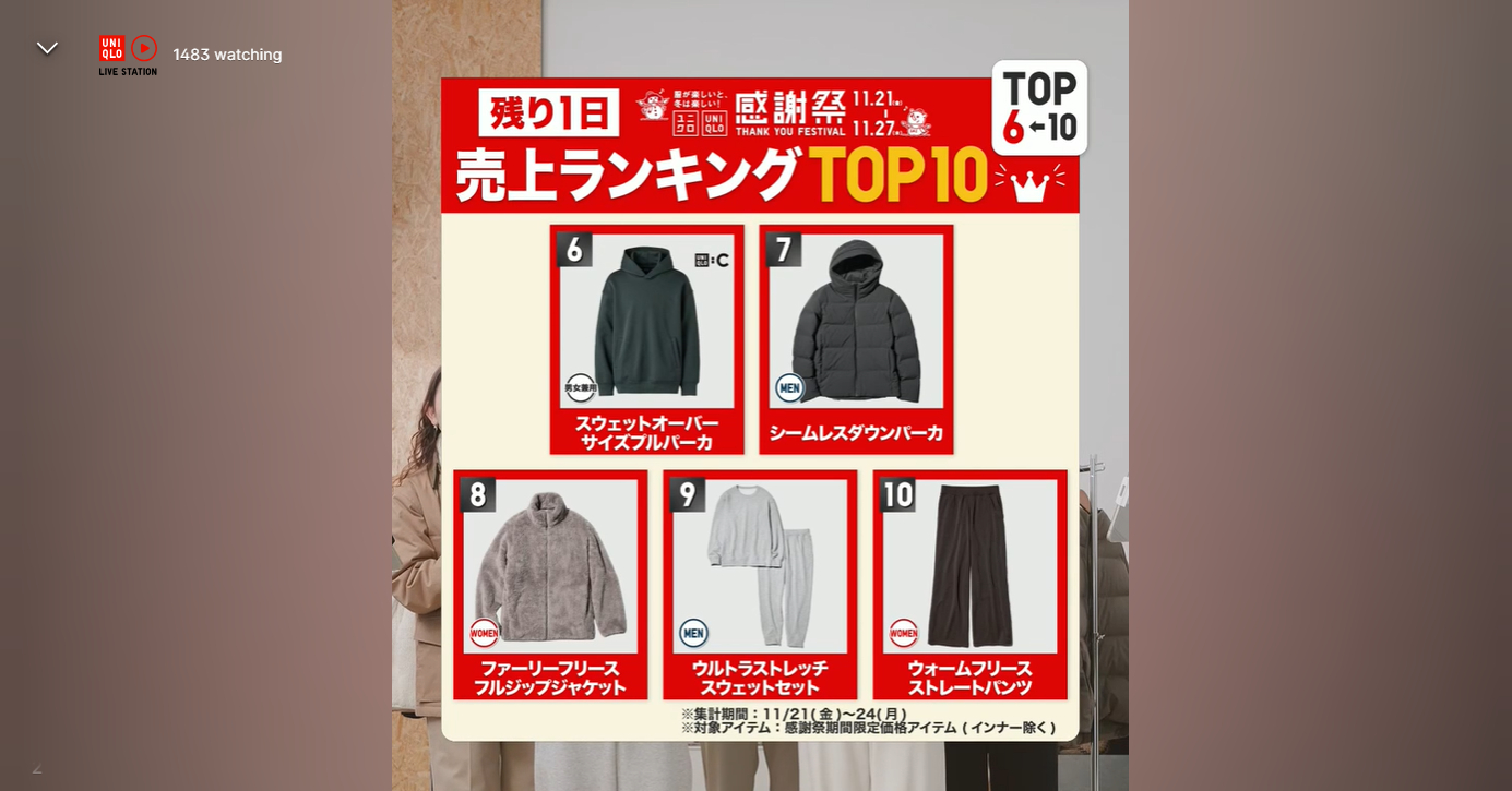 6位～10位のアイテム（カラーは一例）