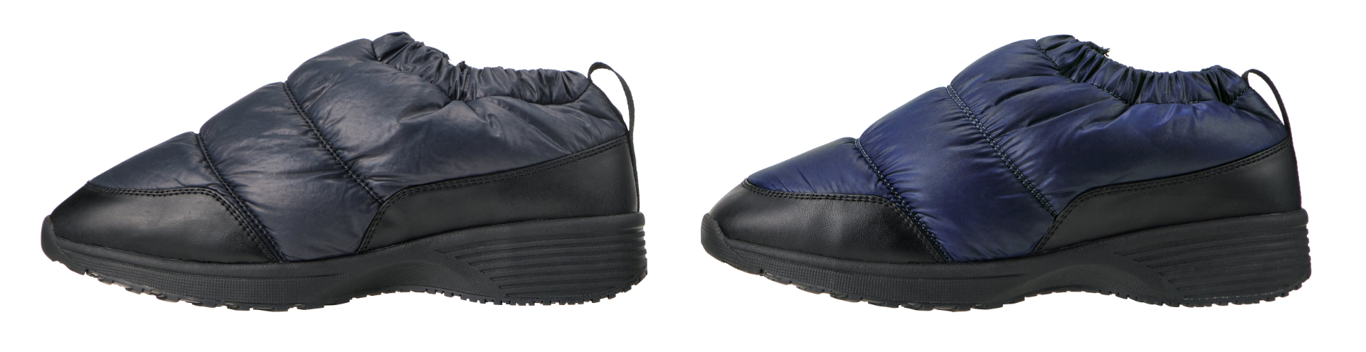 3位「防寒パフィーシューズ」、価格2900円、サイズS～3L、カラー2色（ブラック、ネイビー）