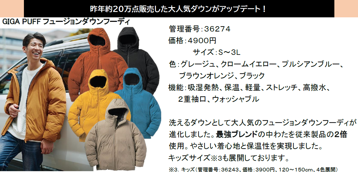 GIGA PUFFフュージョンダウンフーディ