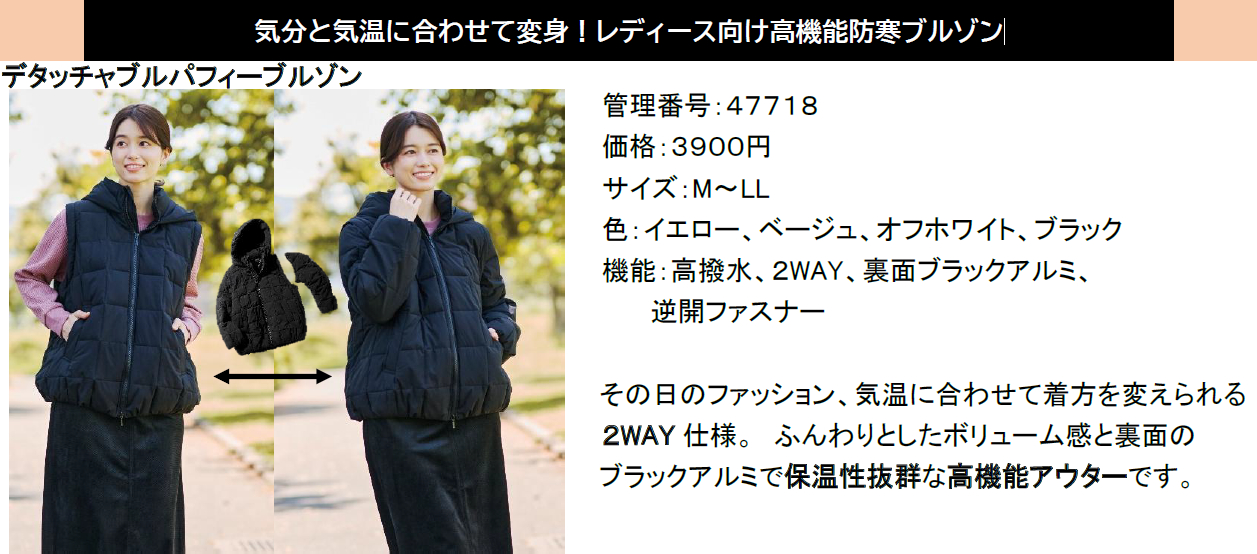 デタッチャブルパフィーブルゾン