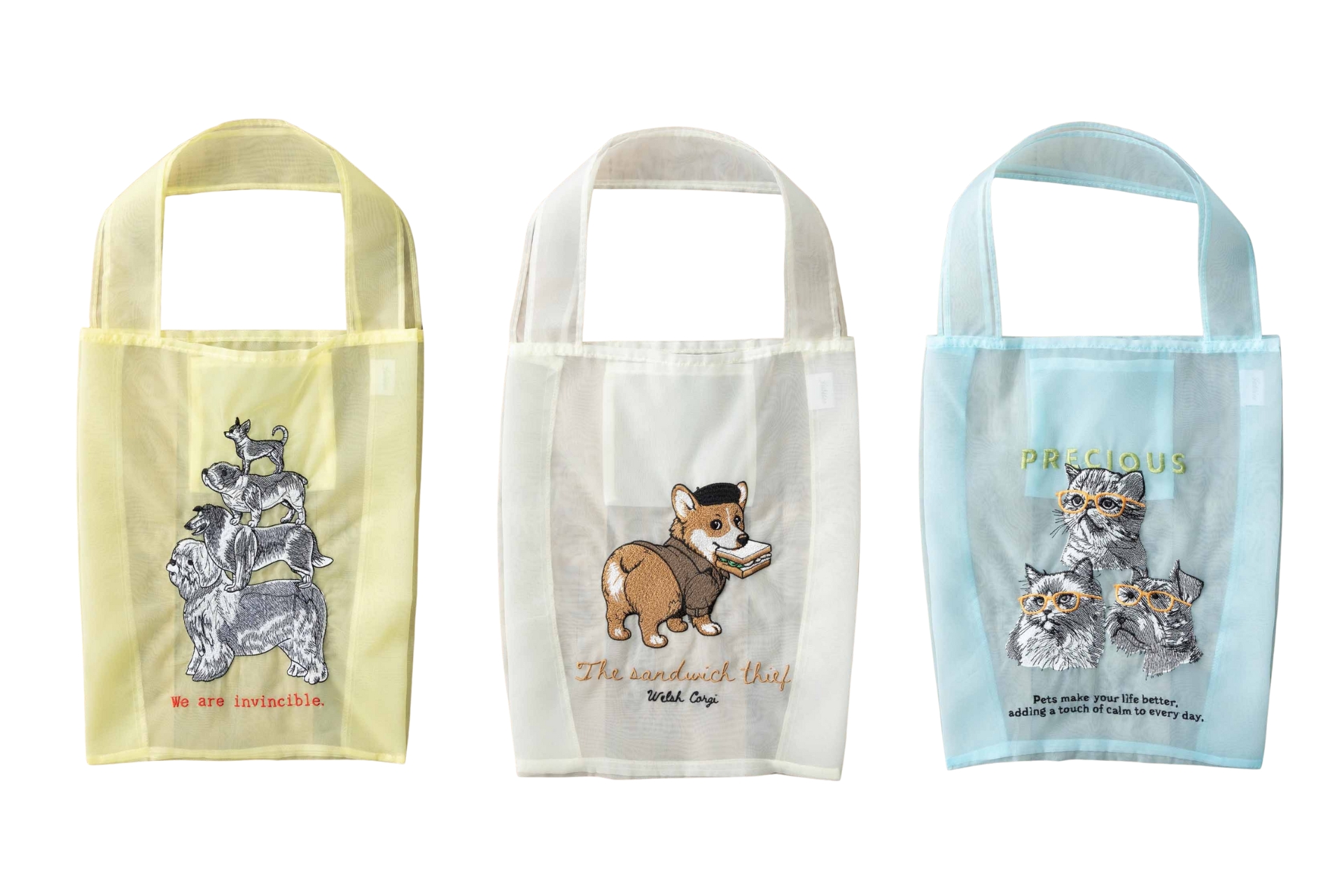 左から、Yellow、Cream、Light Blue