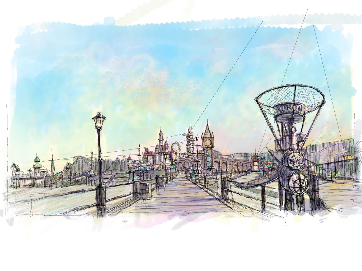 導線エリアは、日中と夕方以降で異なる雰囲気を楽しめる