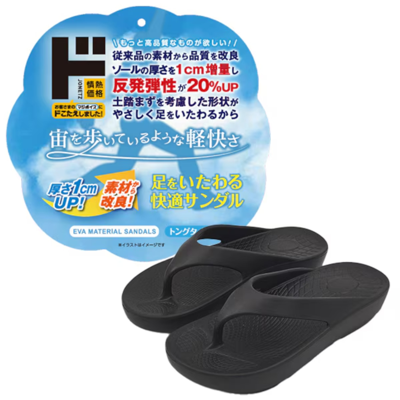 はしゃいでも疲れにくい「足をいたわる快適サンダル トングタイプ」