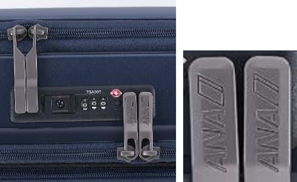 ANAオリジナルの横型キャリー。容量36L→42Lに拡張可、フロント