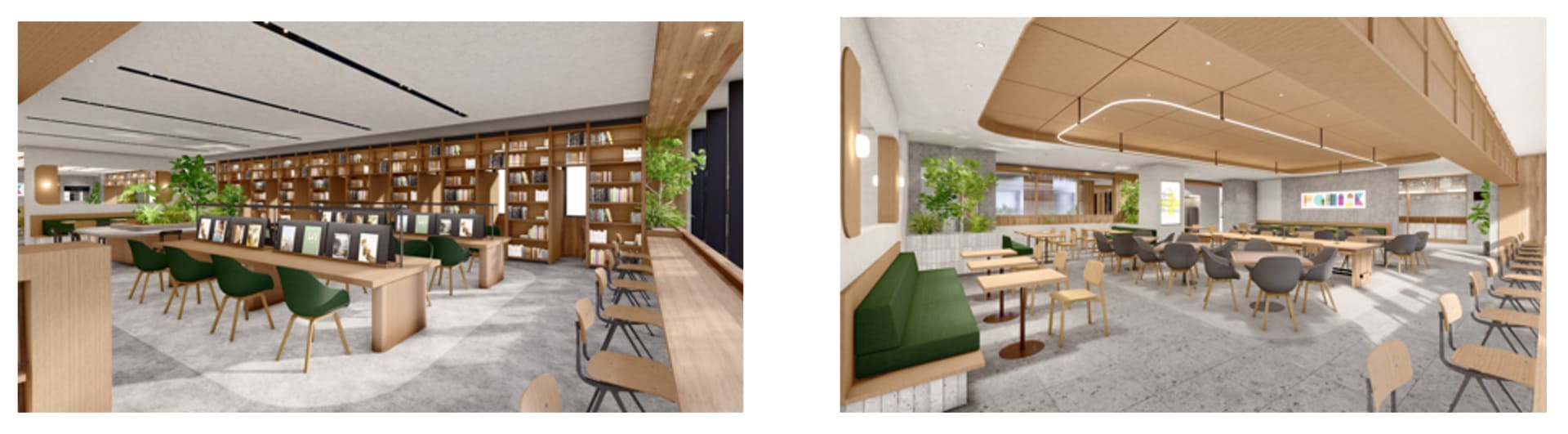 カルチュア・コンビニエンス・クラブが手掛ける「SHARE LOUNGE」（池袋エリア初）。カフェスペースから、集中して仕事や勉強ができる半個室、打合せしやすいブース席を完備