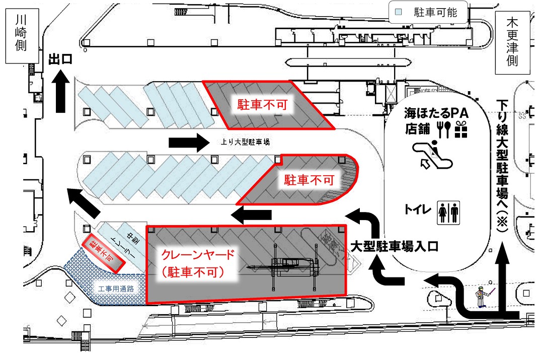1階大型駐車場の利用制限（1月下旬まで）