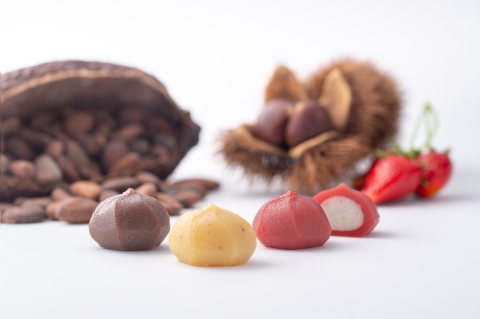 五十鈴茶屋の「燦マロン餅」が羽田空港に初登場。定番の「燦いちご餅」と「燦チョコ餅」も