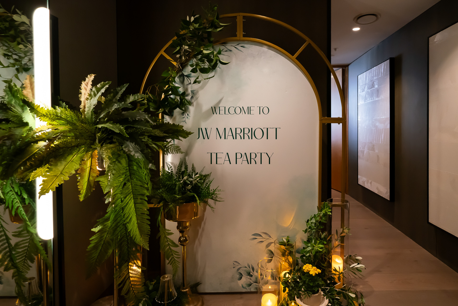 歓迎の「JWマリオット・ティ・パーティ」の案内