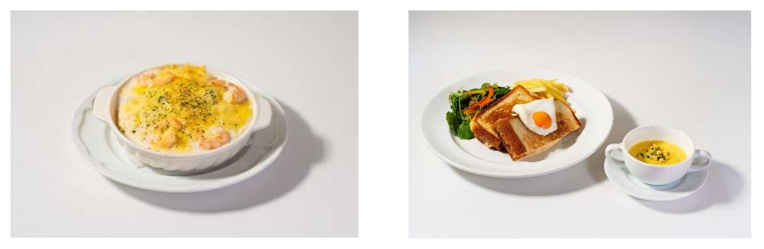 「海老ドリア」「クロックマダム」（通常各1500円）が300円引きに