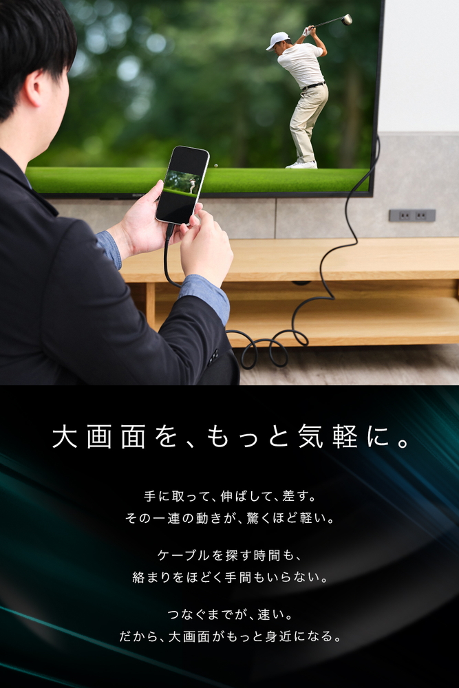 「スパイラルシリコンケーブル C to HDMI 2m」