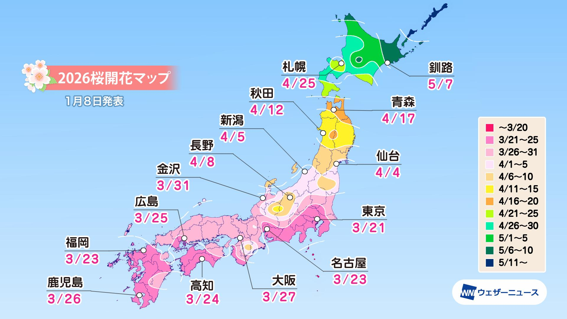 都市別の開花予想