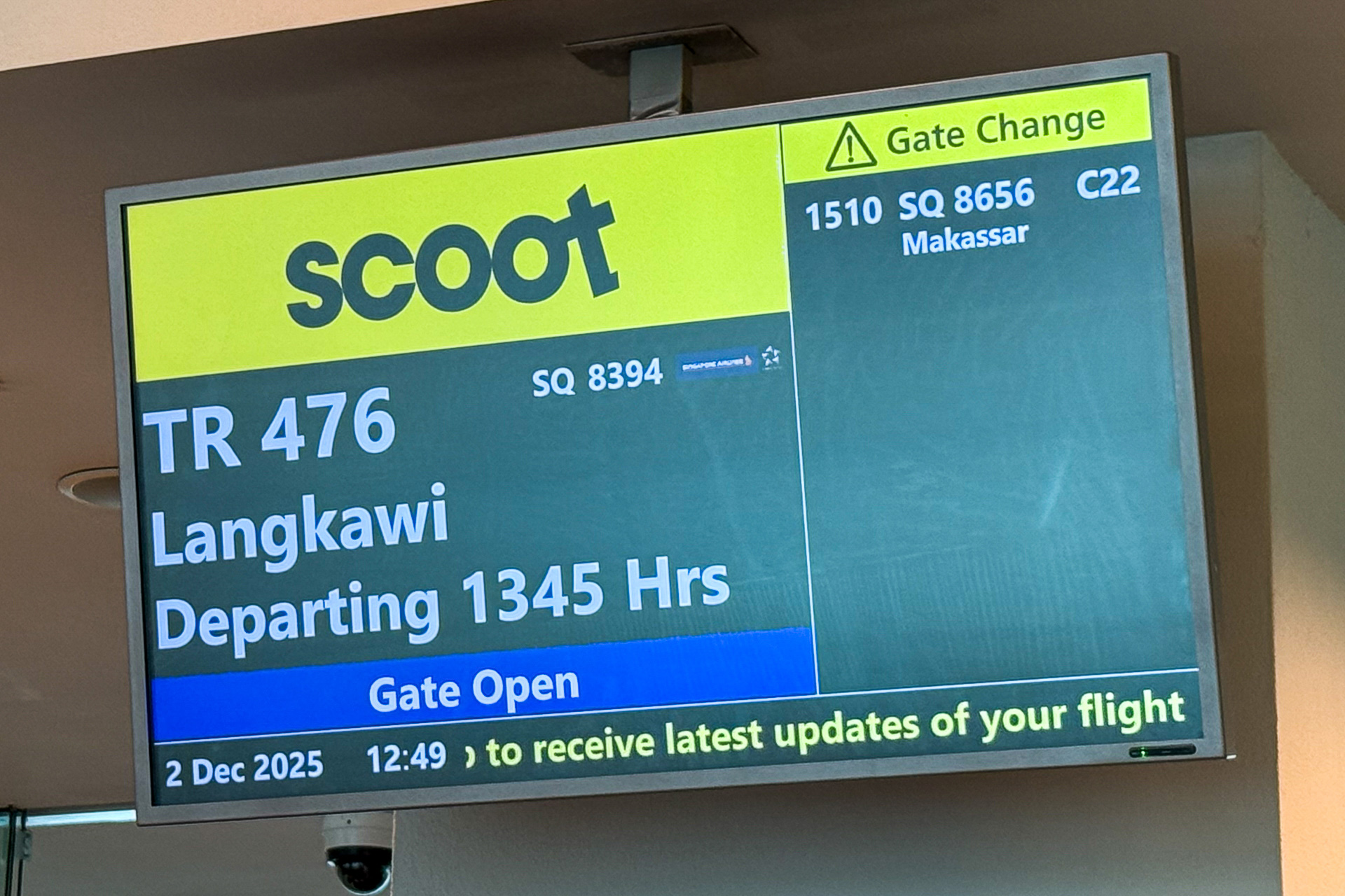 ランカウイ国際空港までのフライト時間は1時間半