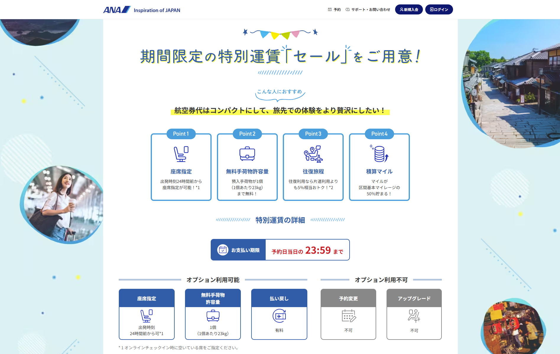 新しい「国内線セール運賃」の特徴とオプション