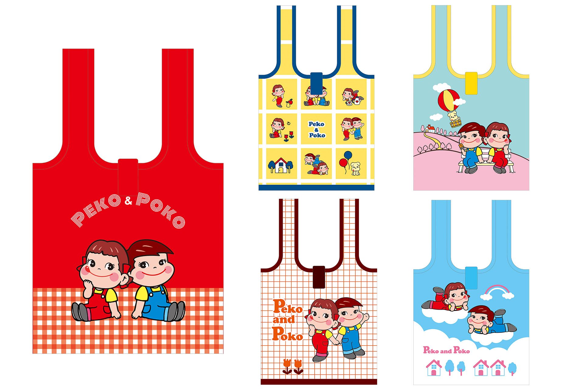 同イベントで先行発売の「ペコちゃんレトロモダンエコバッグ」（全5種ランダム、1個748円、1人5点まで）