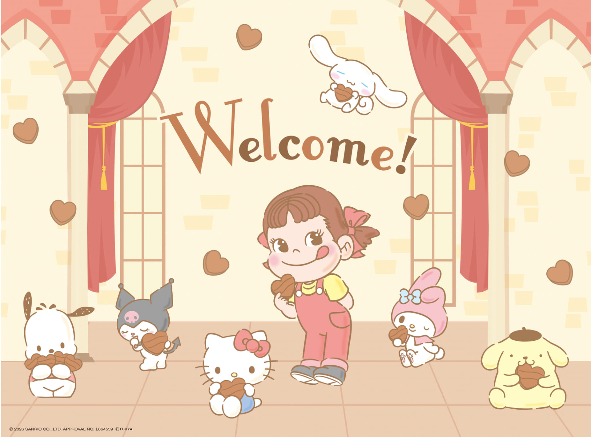 描き下ろし新デザインの「ペコちゃん×サンリオキャラクターズコラボPOPUPブース」