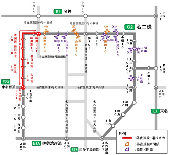 名二環の規制箇所