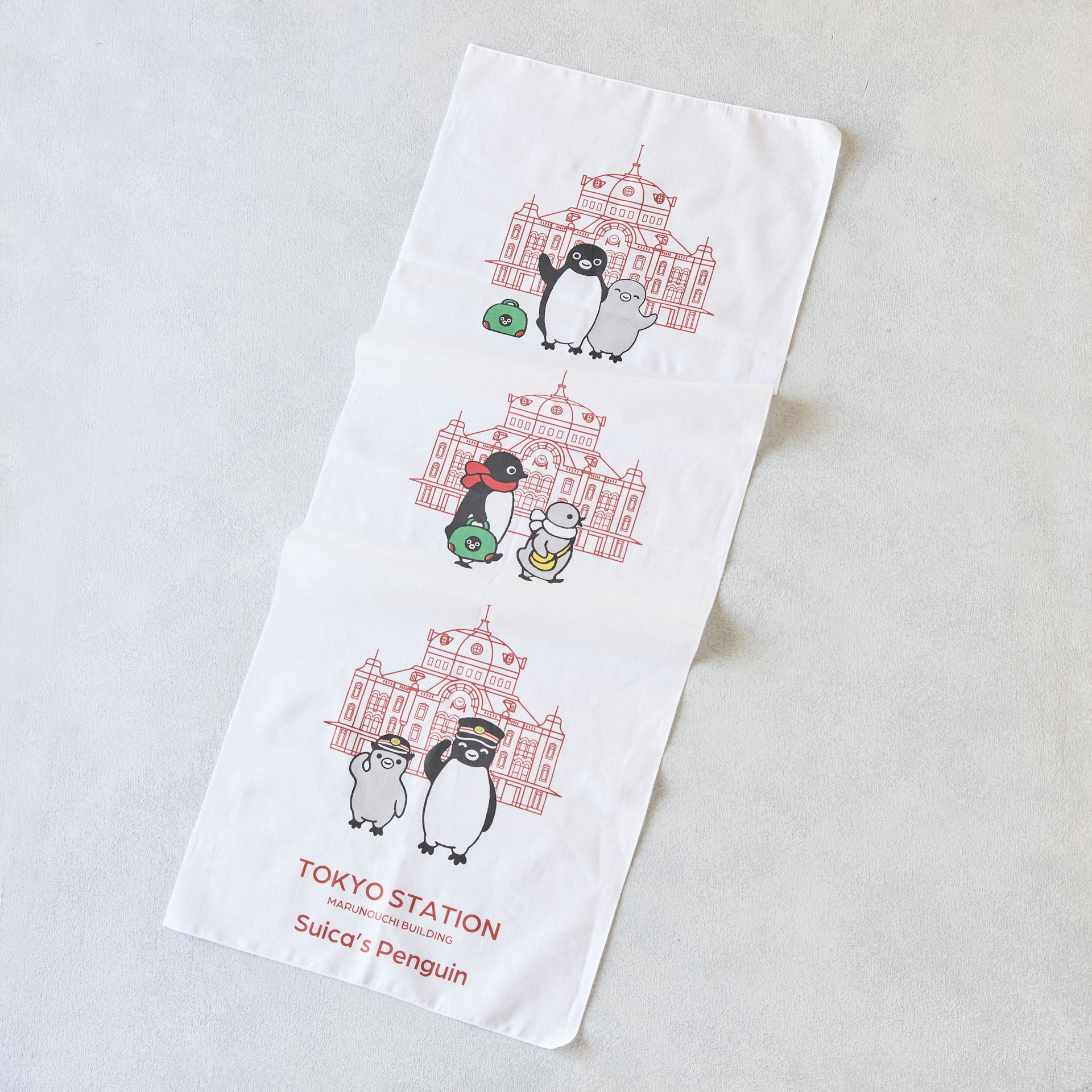 手ぬぐいハンカチ 白/レンガ（各880円）