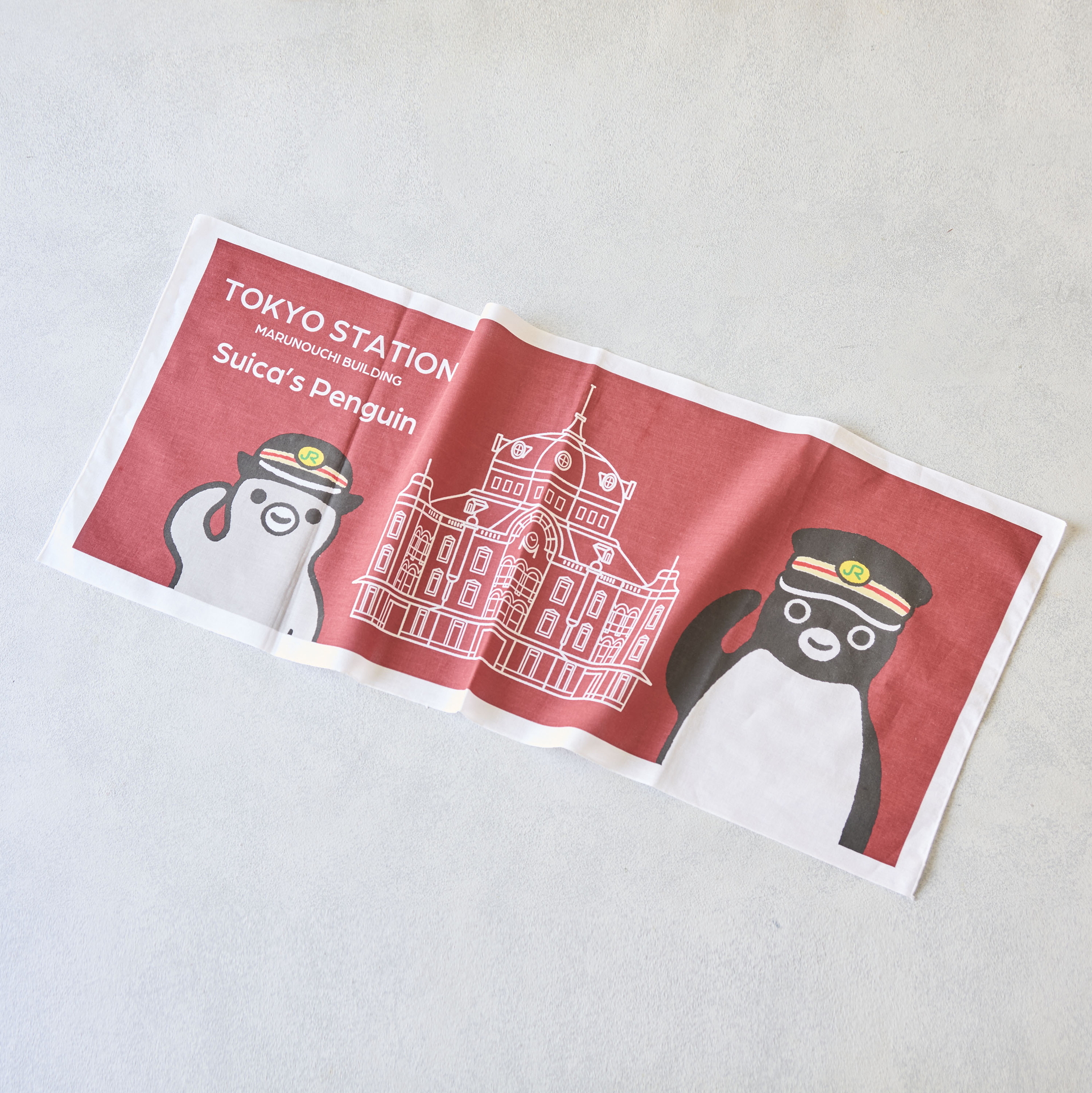 手ぬぐいハンカチ 白/レンガ（各880円）