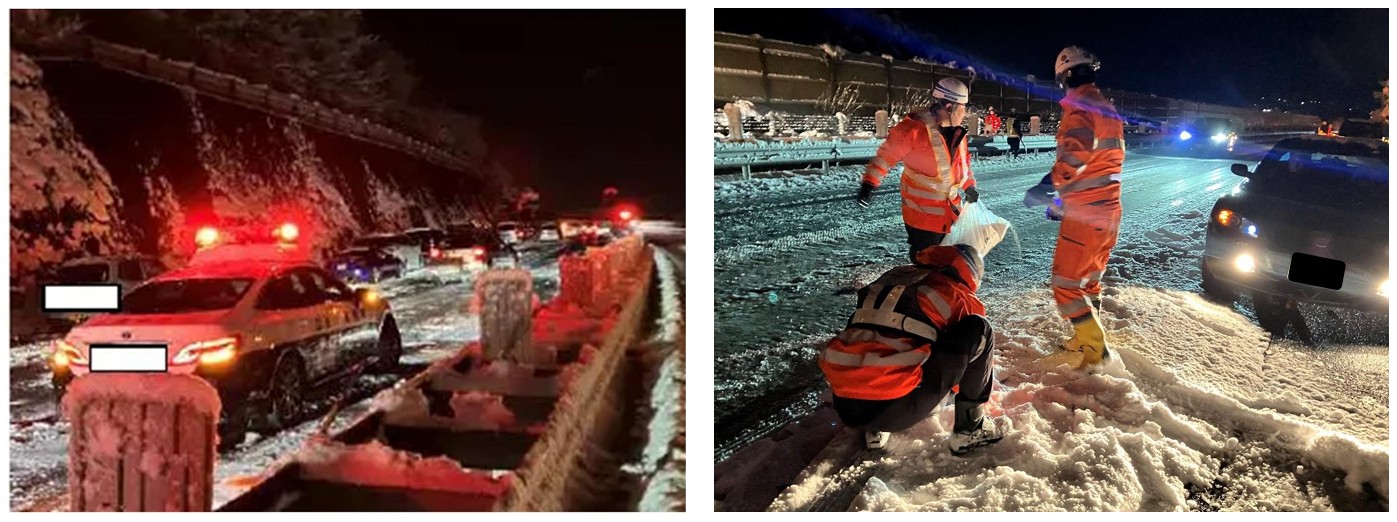 1月2日に発生した車両滞留。ノーマルタイヤ車が原因としている