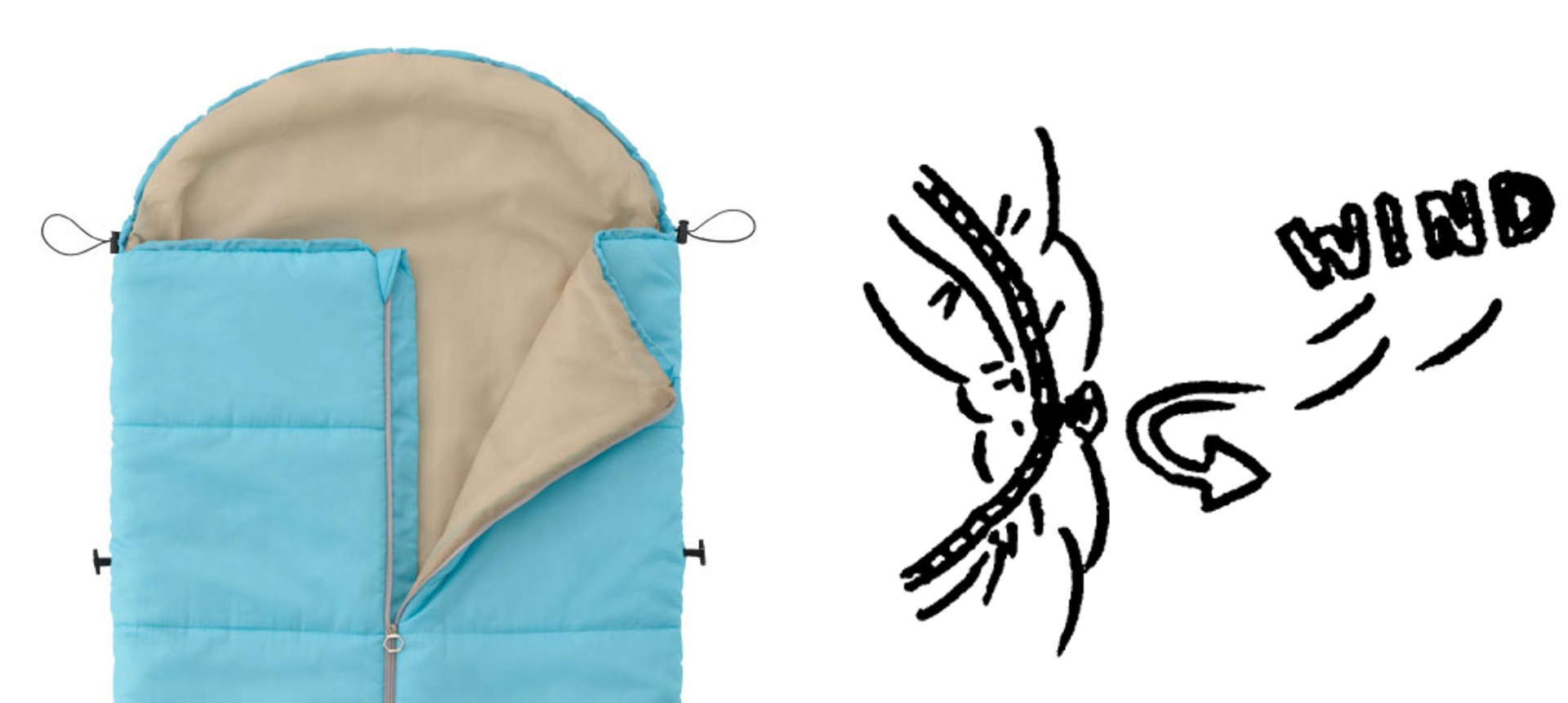 普段の洋服と同じ感覚で使えるセンタージップ仕様を採用。寝袋のジッパー部分にドラフトチューブを設けることで、外気流入をしっかり防止する