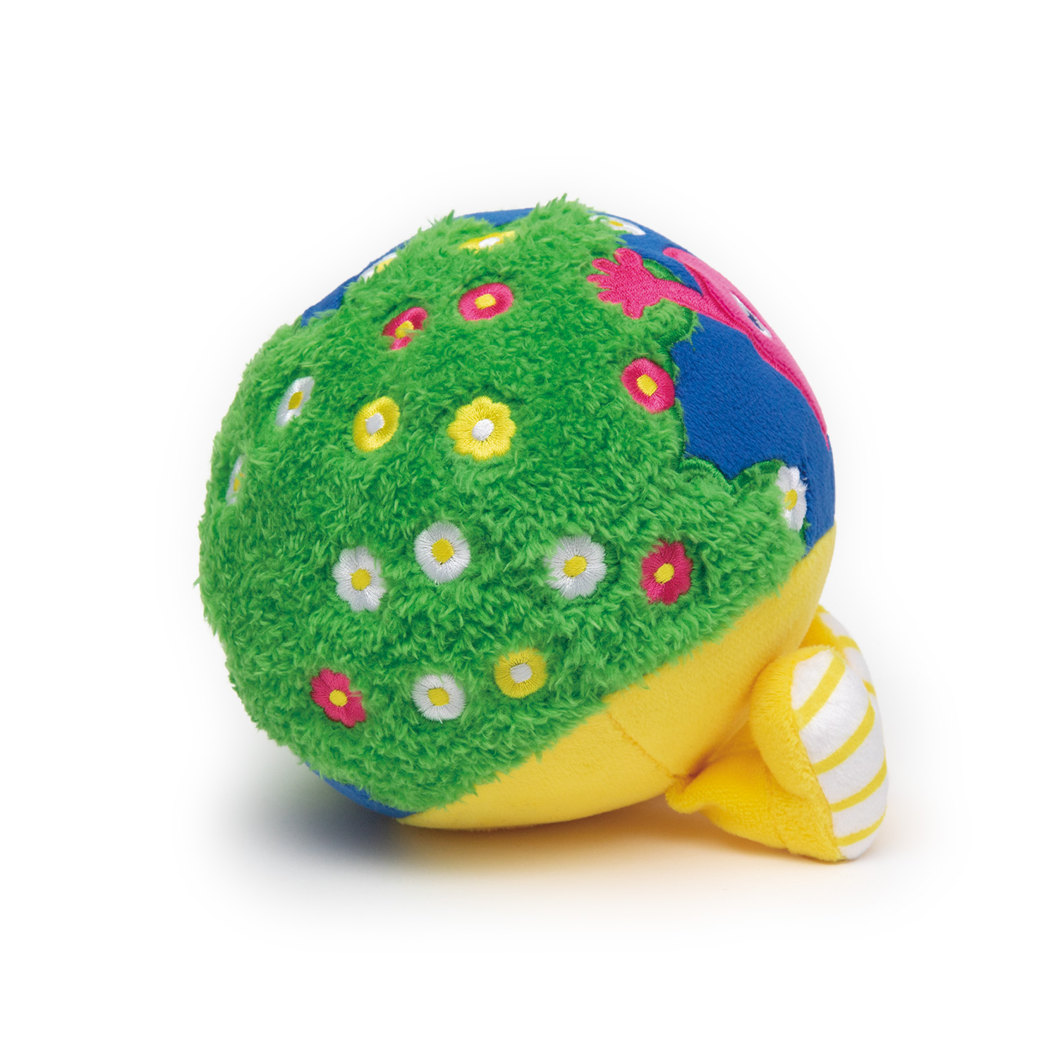 うしろ姿まで、まん丸ふわふわで愛らしい「トゥンクトゥンク」のぬいぐるみ。同キャラクターは、地球と自然がモチーフになっている