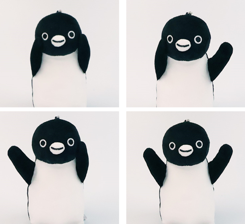 手をほっぺにピタッとくっつけたり離したりすることで、さまざまなポーズが楽しめる