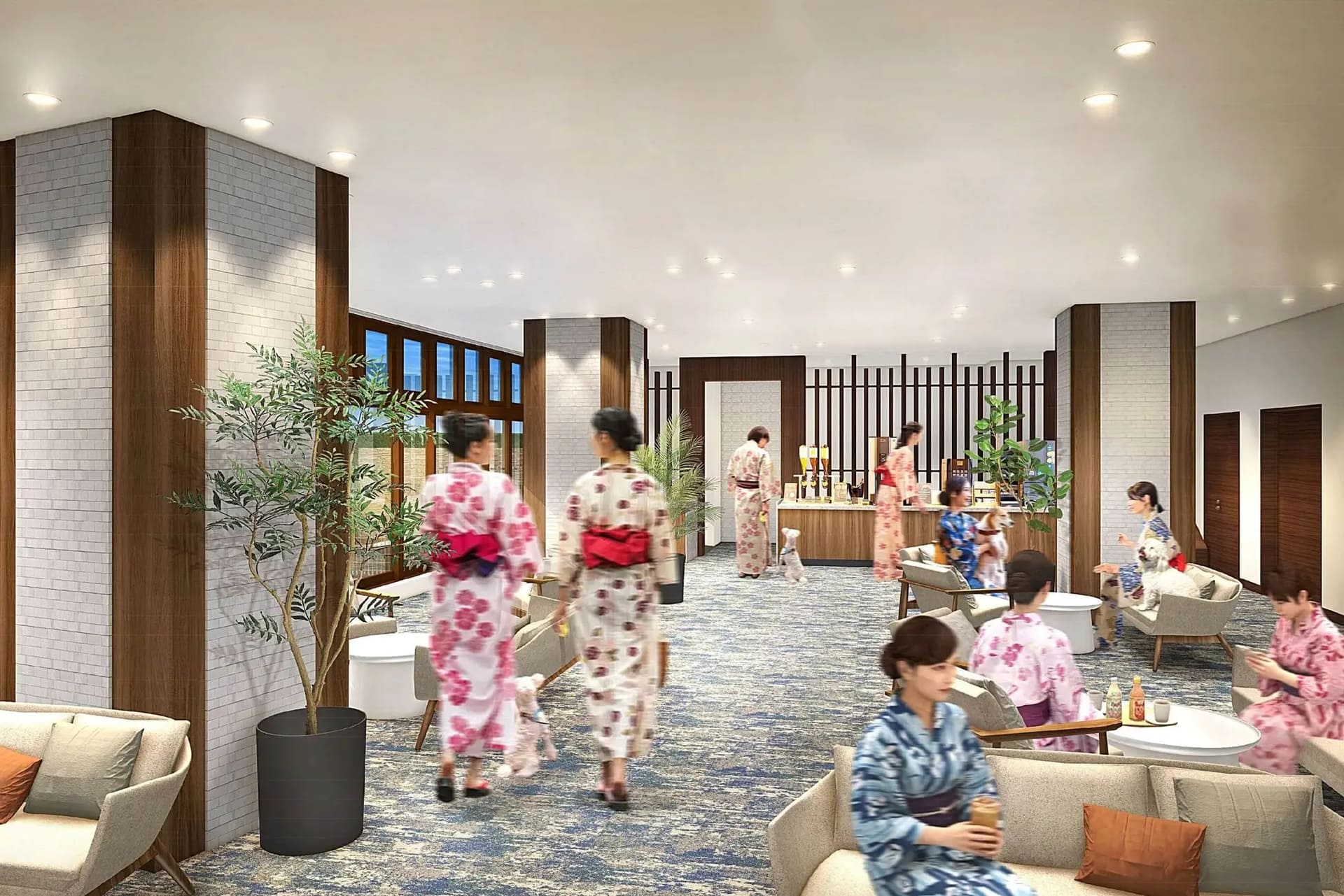 湯上がりラウンジも犬と同伴可能