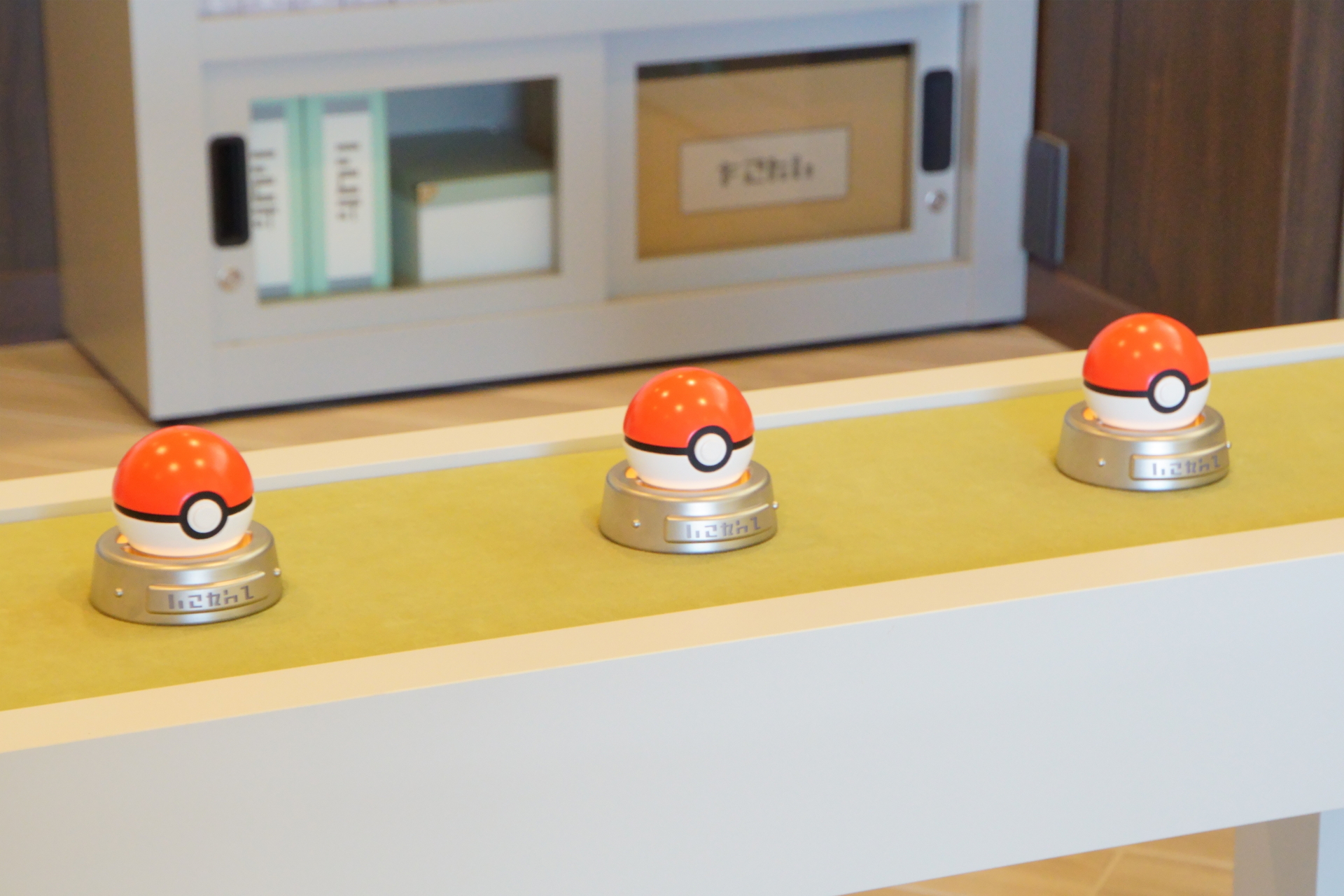 Recreating the famous scene of choosing your first partner from the games. Only Professor Sekkoku knows which Pokémon are inside.