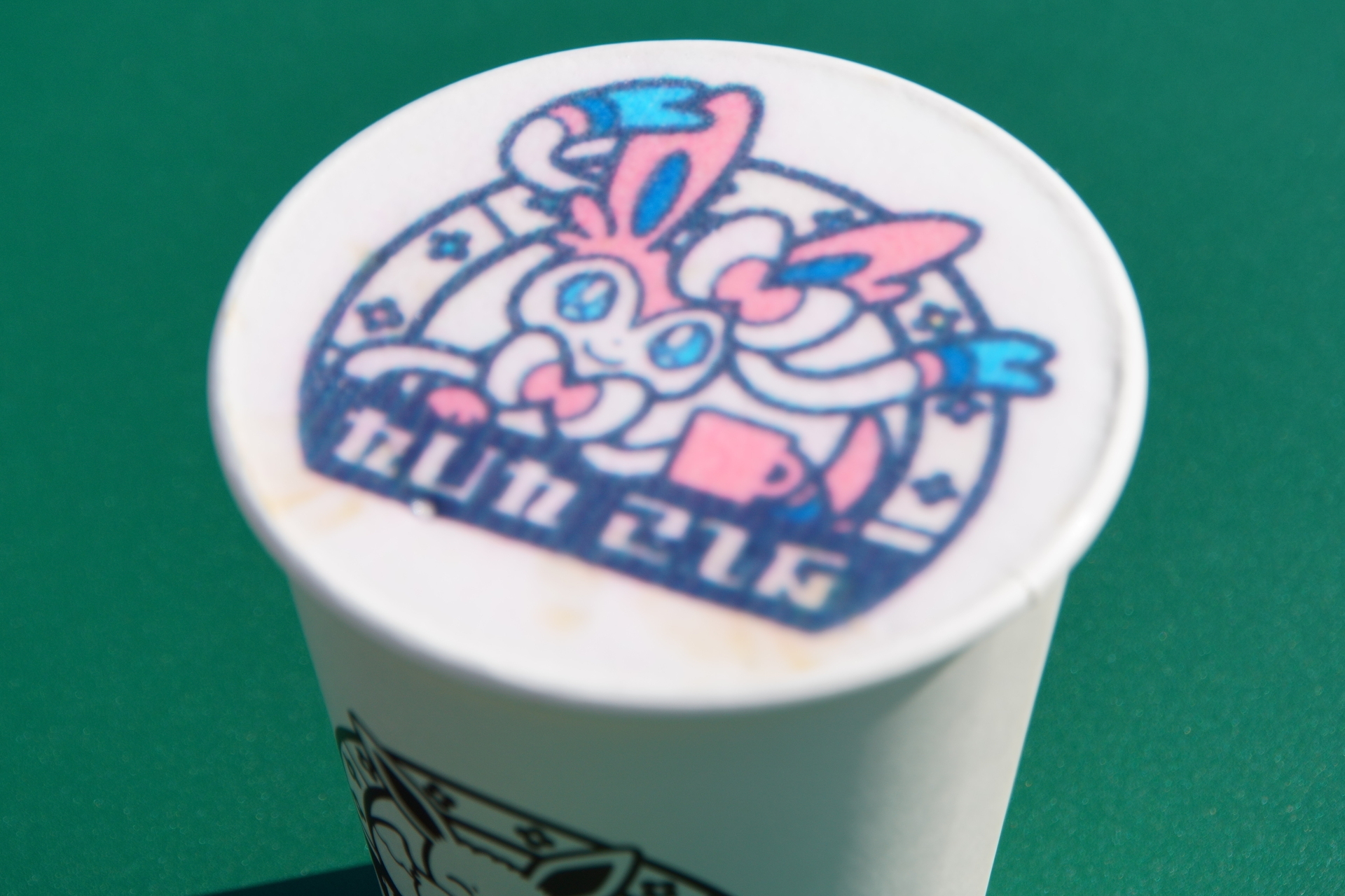 A total of eight latte art designs are available (pictured: Sylveon).