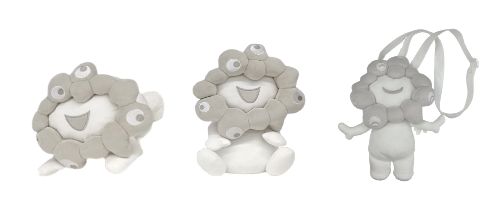 白ミャクミャクのお手玉風ぬいぐるみ/這型ぬいぐるみ/全身ぬいぐるみポーチが新登場
