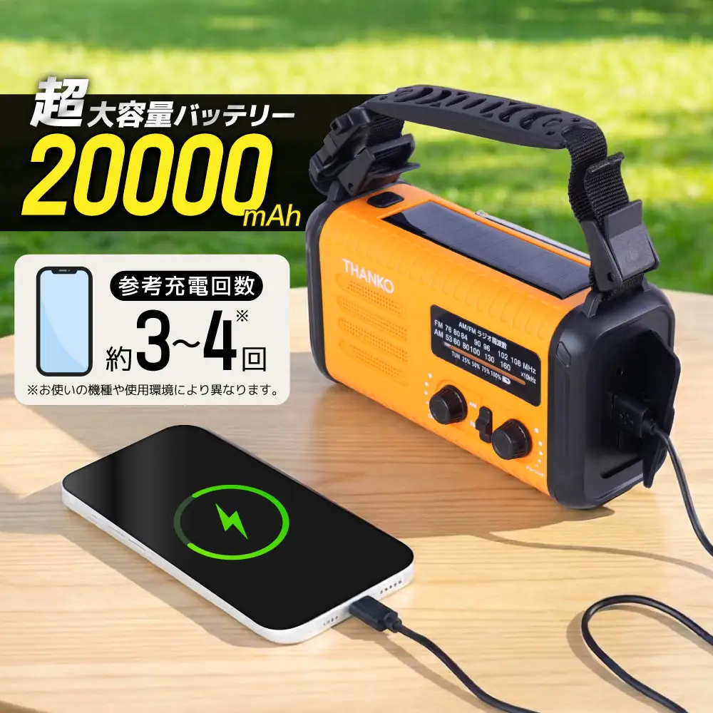 バッテリー容量は20000mAh、スマートフォンも充電OK