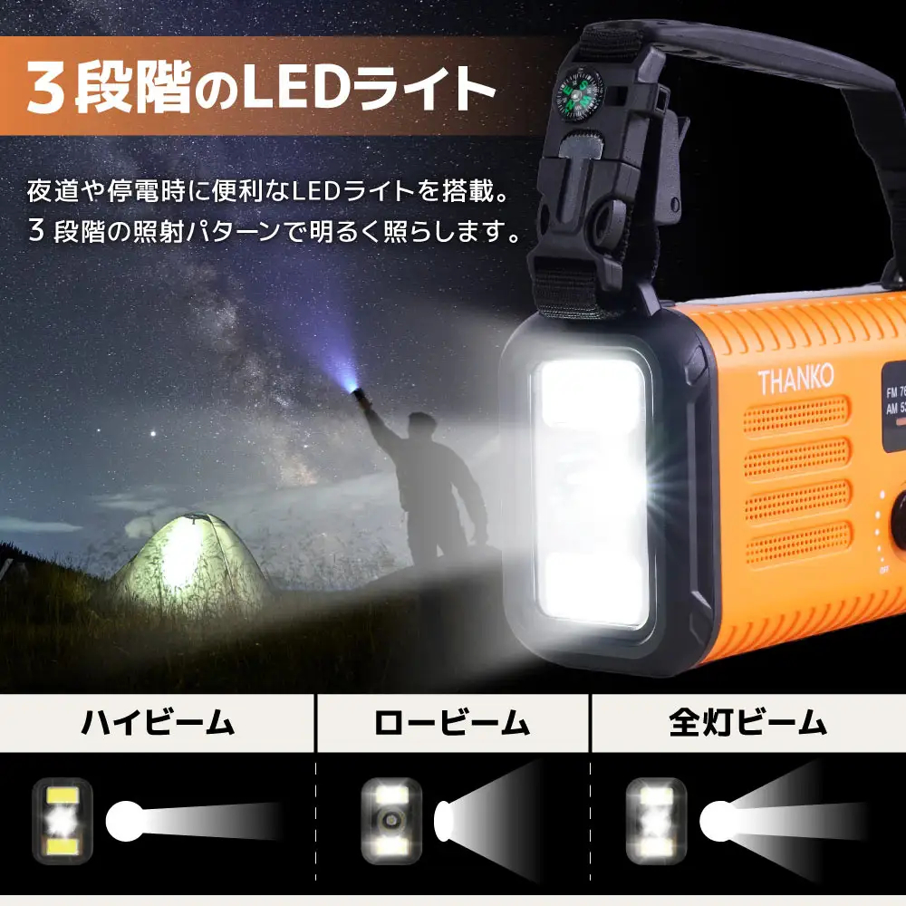 懐中電灯での使用時は3モードから切り替えられる