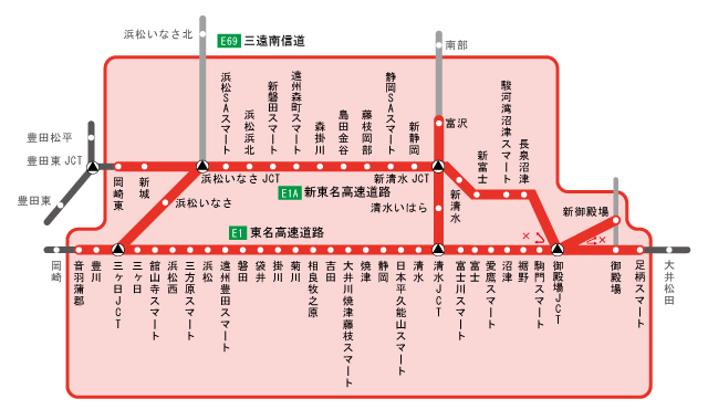 静岡県全域周遊プランの周遊エリア