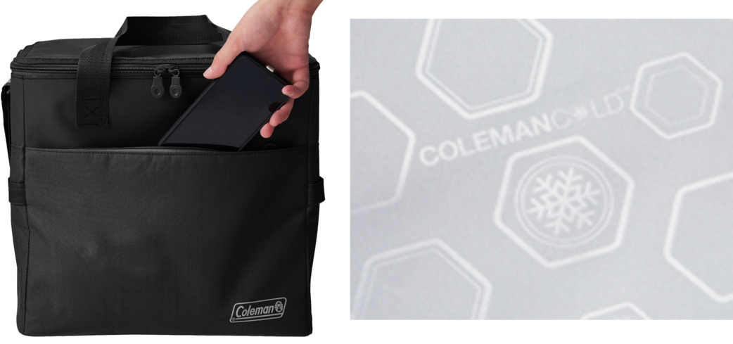 側面に便利な小物ポケット付き。抗菌ライナーで衛生的