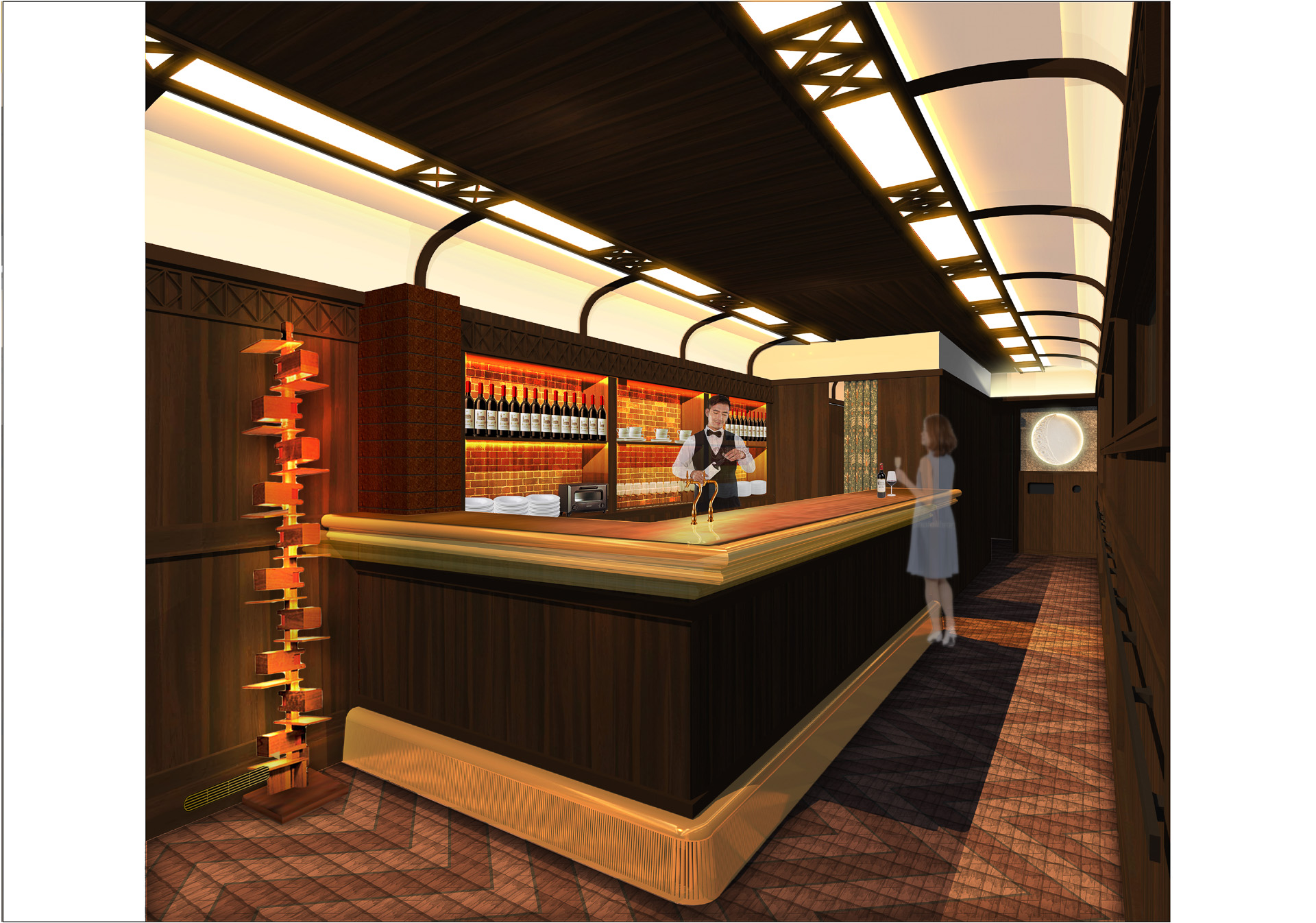 3号車 ロビーラウンジ（パース）