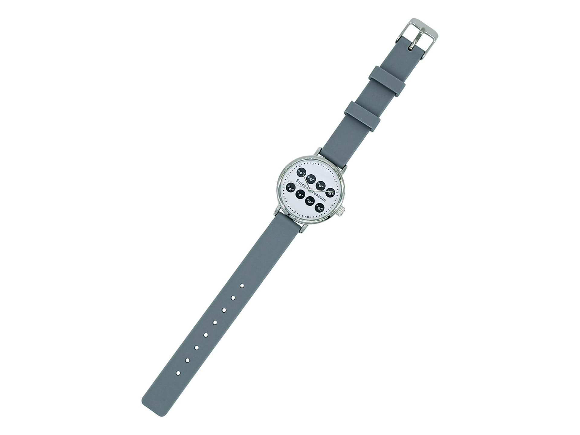 「Suicaのペンギン ラバーウォッチ（グレー）」のデザイン