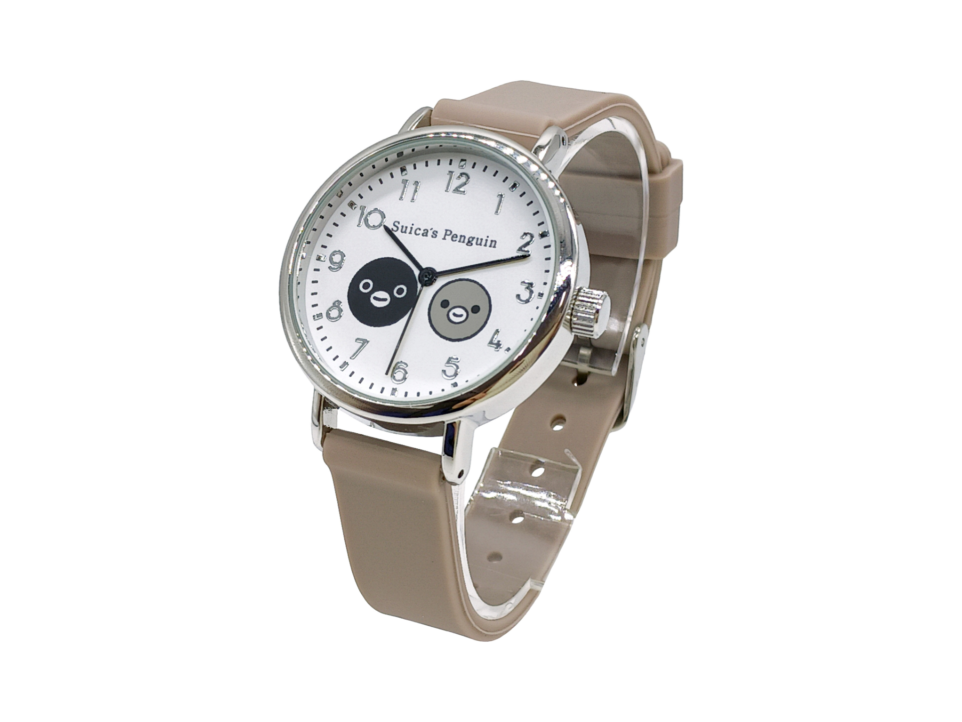 「Suicaのペンギン ラバーウォッチ（モカ）」のデザイン