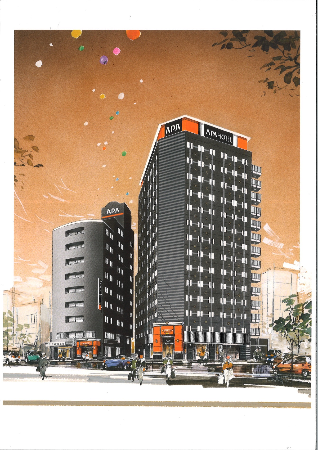 既存のアパホテル〈郡山駅前南〉（左）と開業予定のアパホテル〈郡山駅前〉（右）