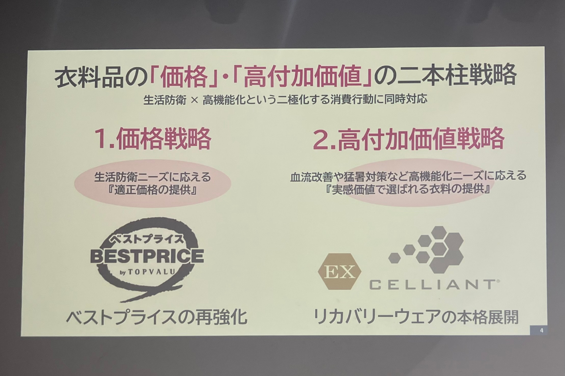 価格戦略を「トップバリュベストプライス」、高付加価値戦略を「トップバリュ」が担う