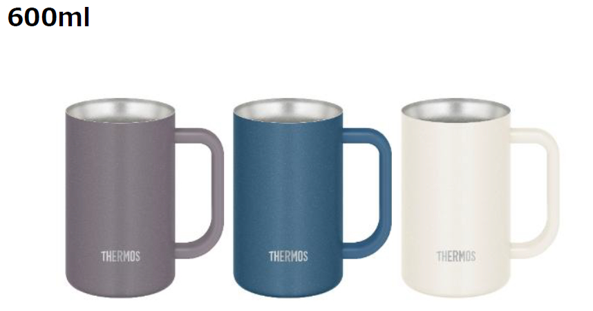 容量600mL（左からグレー、ブルー、ホワイト）