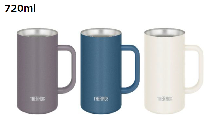 容量720mL（左からグレー、ブルー、ホワイト）